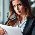 Abogada analítica en despacho profesional