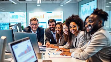 Equipo profesional colabora en un espacio moderno