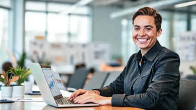 Trabajadores freelance prosperan en un entorno moderno