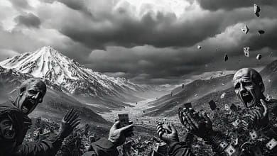 Desastre apocalíptico en montañas inundadas