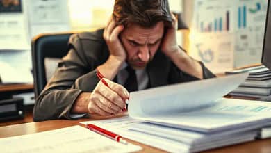 El escritorio refleja estrés financiero y trabajo
