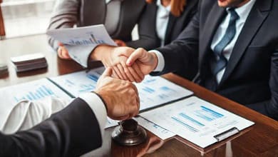 Reunión empresarial con asuntos financieros serios