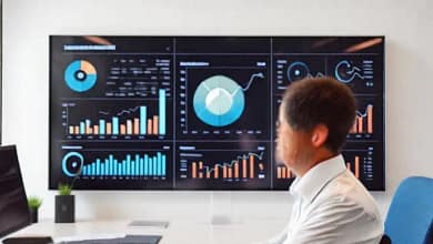 Un profesional analiza datos exitosos digitalmente