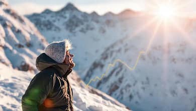 El hombre asciende hacia el éxito