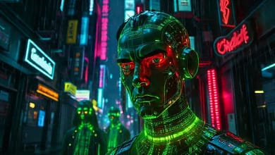 Ciudad cyberpunk oscura