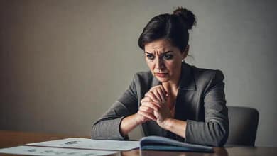 La mujer negociaba con preocupación y estrés