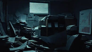 Un empleado frustrado en un ambiente oscuro