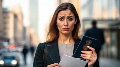 Mujer confusa con documentos legales