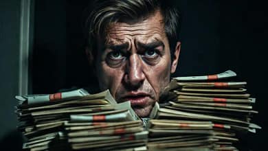 Una persona sumida en el caos financiero