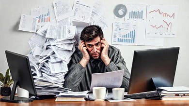 El empleado frustrado enfrenta un trabajo pesado