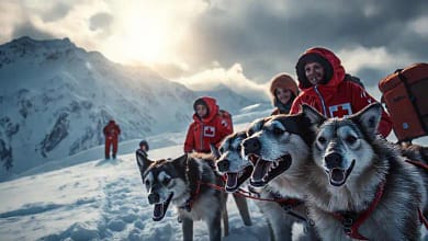 Equipo de rescate busca en montaña