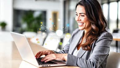 Una ejecutiva exitosa trabaja con optimismo