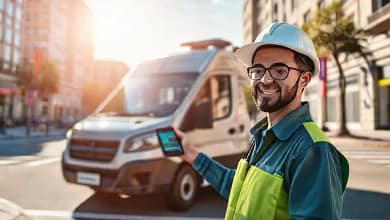 Un trabajador autónomo usa tecnología moderna