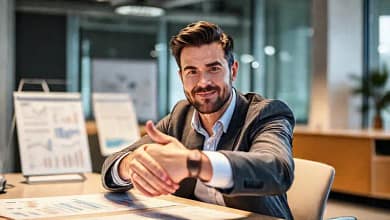 Negociación exitosa en ambiente profesional moderno