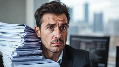 Un abogado serio analiza documentos cruciales