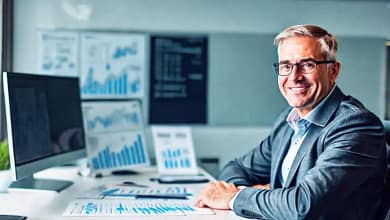 Un asesor financiero confía en su escritorio