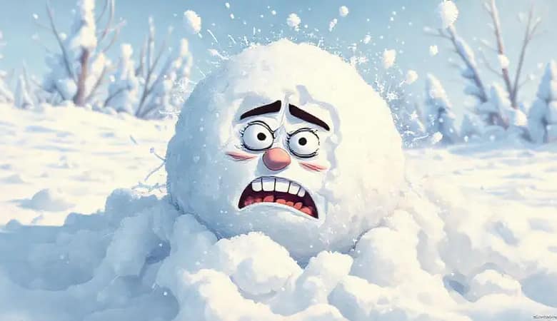 Un muñeco de nieve causa caos cómico