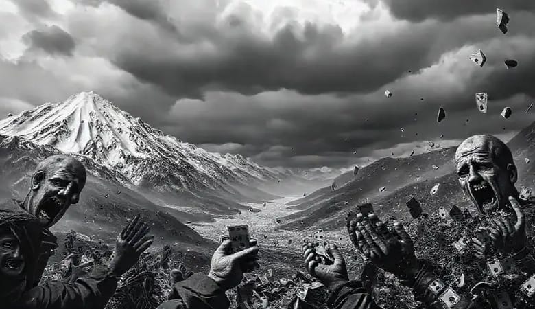 Desastre apocalíptico en montañas inundadas