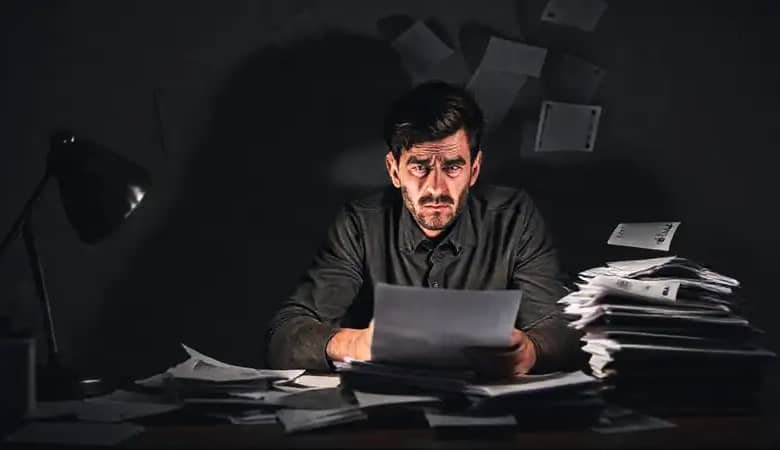 El freelancer estresado lucha con la deuda
