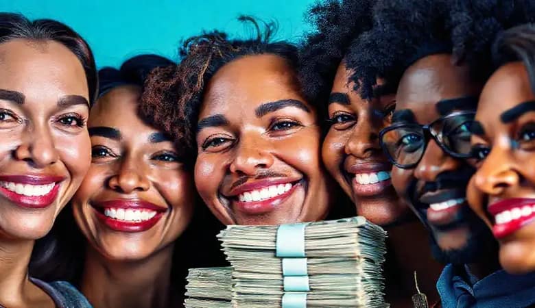 Éxito financiero y confianza radiante brillan