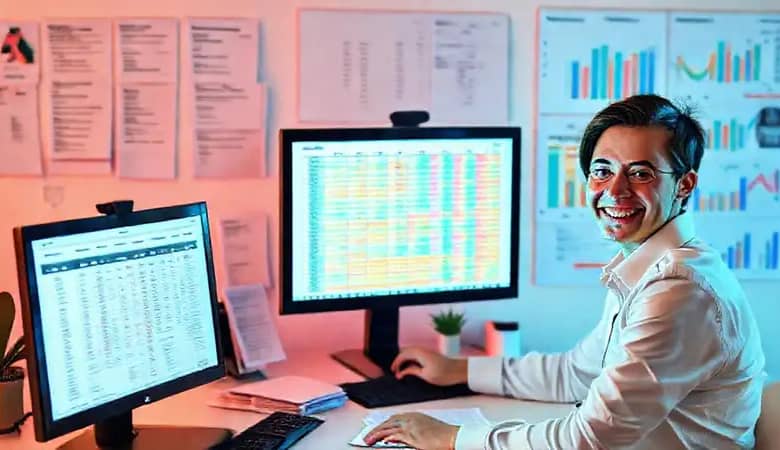 Un profesional trabaja con datos digitales