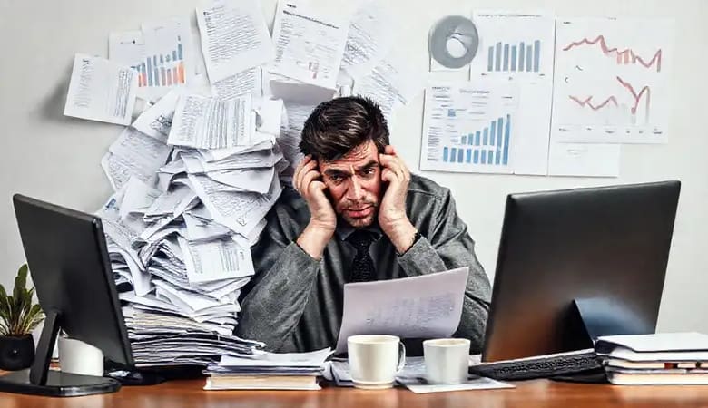 El empleado frustrado enfrenta un trabajo pesado