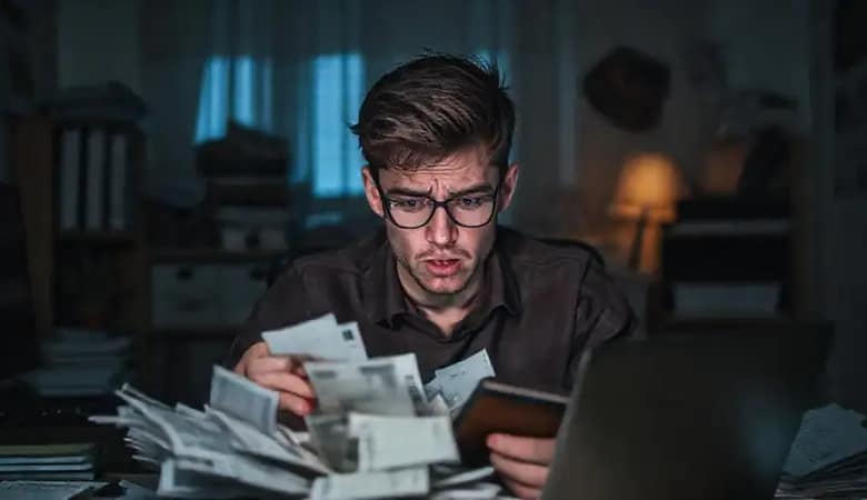 Un freelancer angustiado lucha financieramente