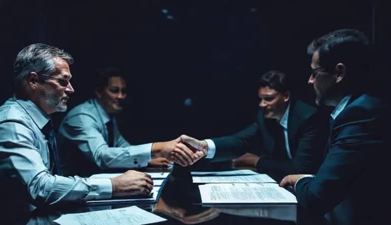 Reunión corporativa: negociación y estrategias serias