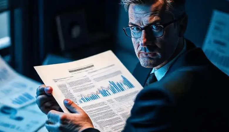 Un ejecutivo analiza datos legales con confianza