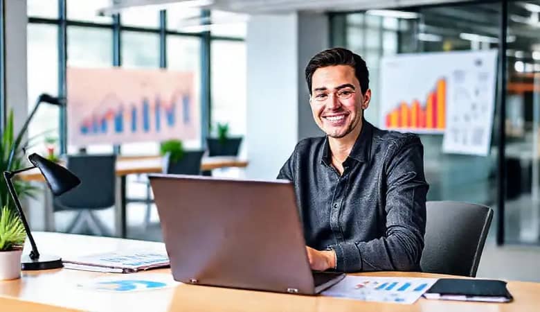 Un freelancer exitoso trabaja con confianza