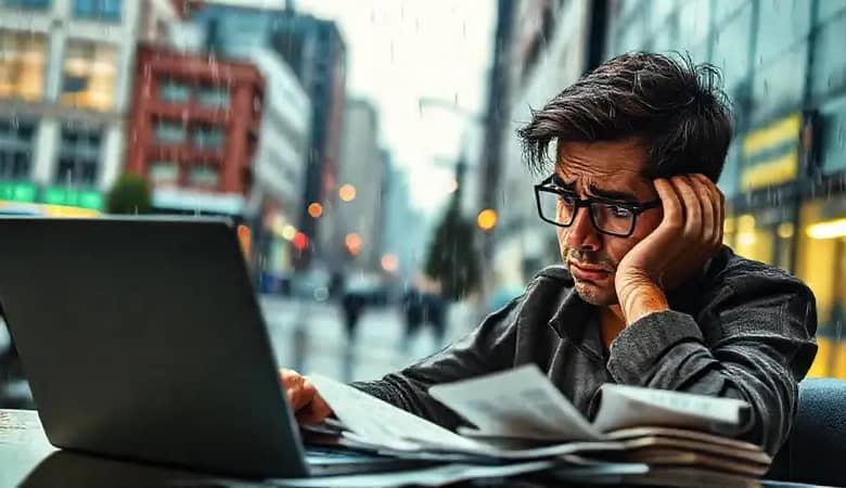 Un freelancer angustiado enfrenta problemas financieros