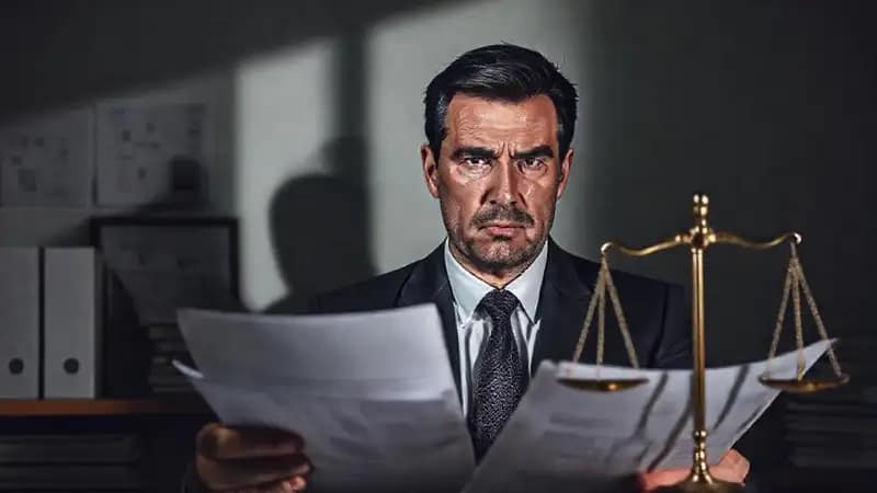 Un hombre de negocios preocupado evalúa finanzas