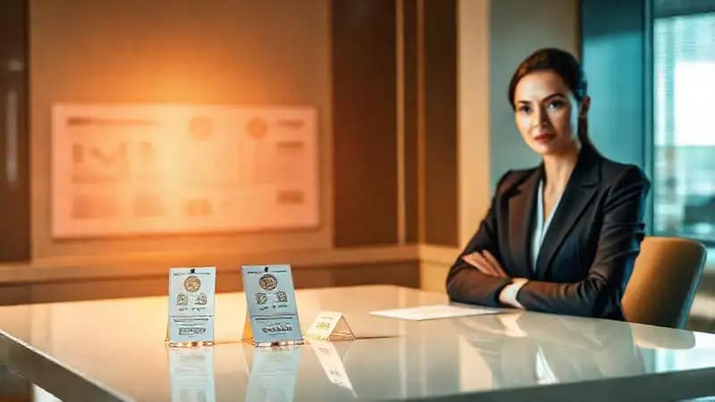 Una empresaria evalúa datos profesionales elegantes