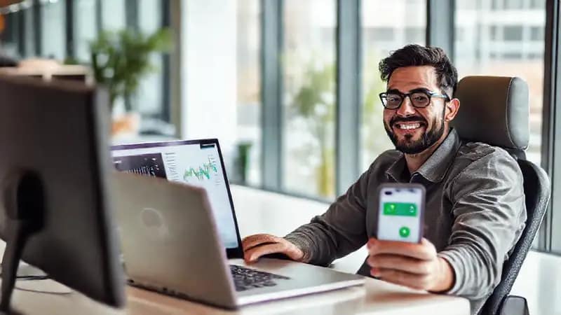 Un freelance moderno trabaja con éxito