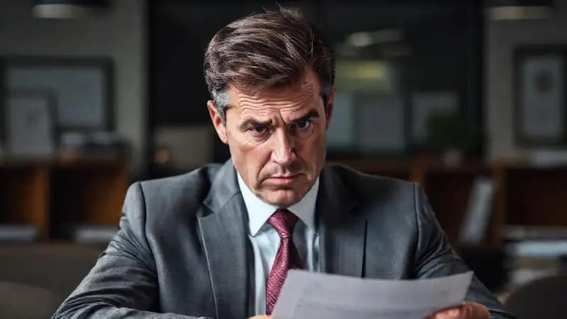 Un hombre frustrado enfrenta dificultades financieras