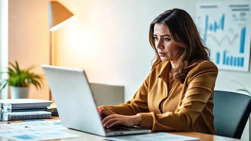 Una empresaria evalúa su situación financiera