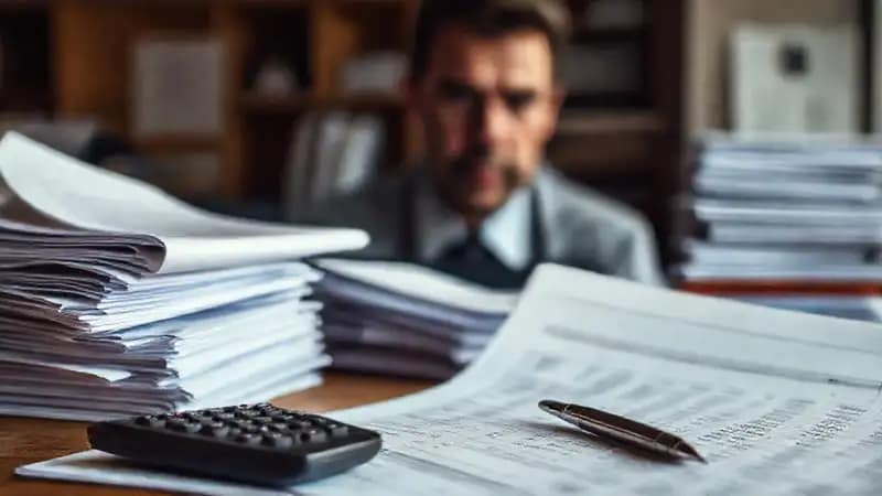 Un escritorio organizado registra finanzas serias