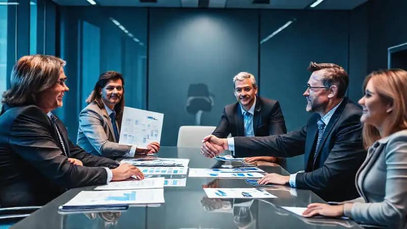 El equipo negocia estrategias corporativas serias