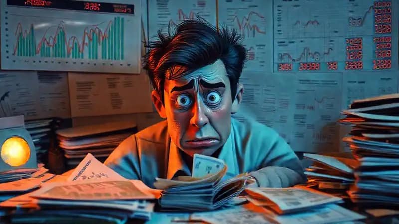 El escritorio muestra finanzas preocupantes y caóticas