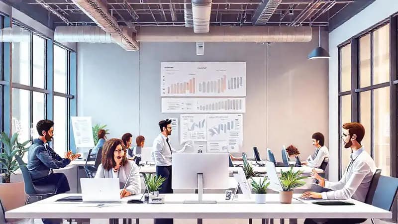 Espacio de oficina moderno impulsa emprendimiento colaborativo