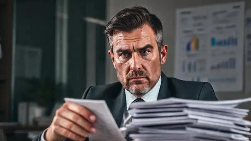 Un ejecutivo serio analiza deudas serenas