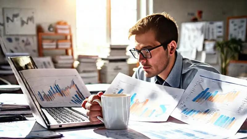 Análisis financiero en entorno profesional tranquilo