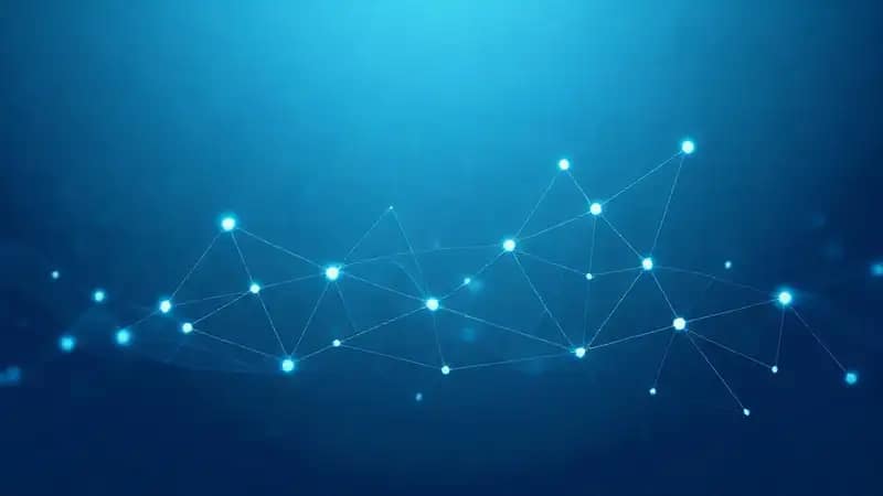 Diagrama de flujo azul conectado visualmente